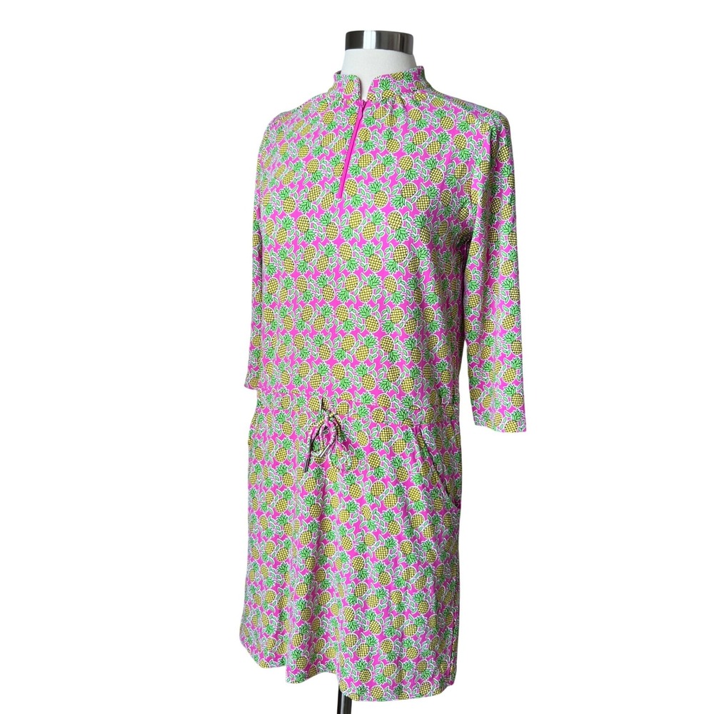 IBKUL Womens Pink Pineapple Print UPF 50+‎ Quarter Zip Golf Sporty Dress Small - Picture 13 of 15